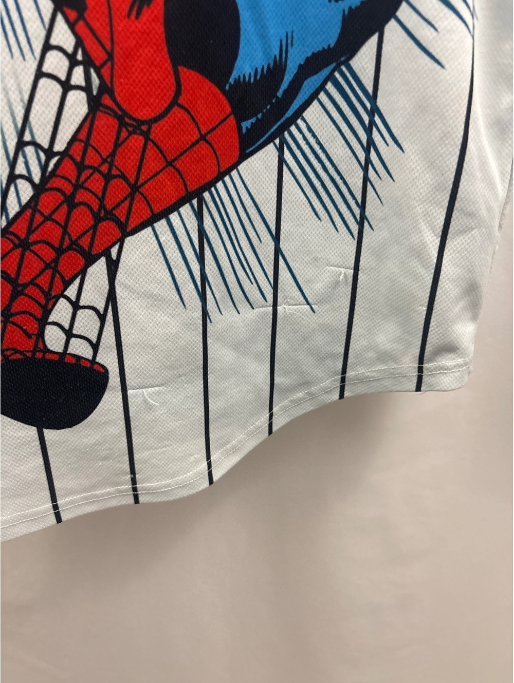 Marvel The Amazing Spiderman Mens White Pinstripe Baseball Jersey XL - Picture 9 of 9